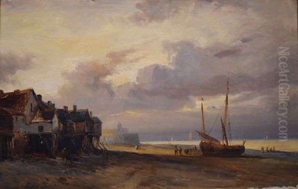 La plage Oil Painting by Antoine Leon Morel-Fatio
