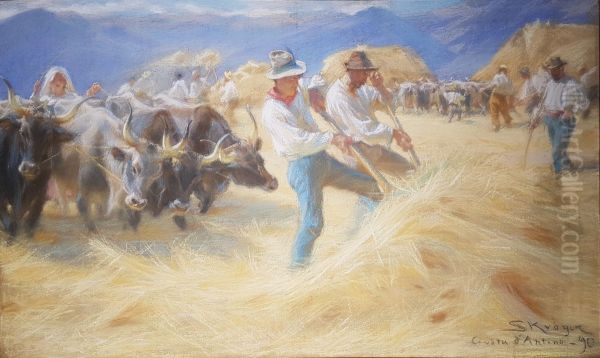 Taerskning i Civita d'Antino. Oil Painting by Peder Severin Kroyer