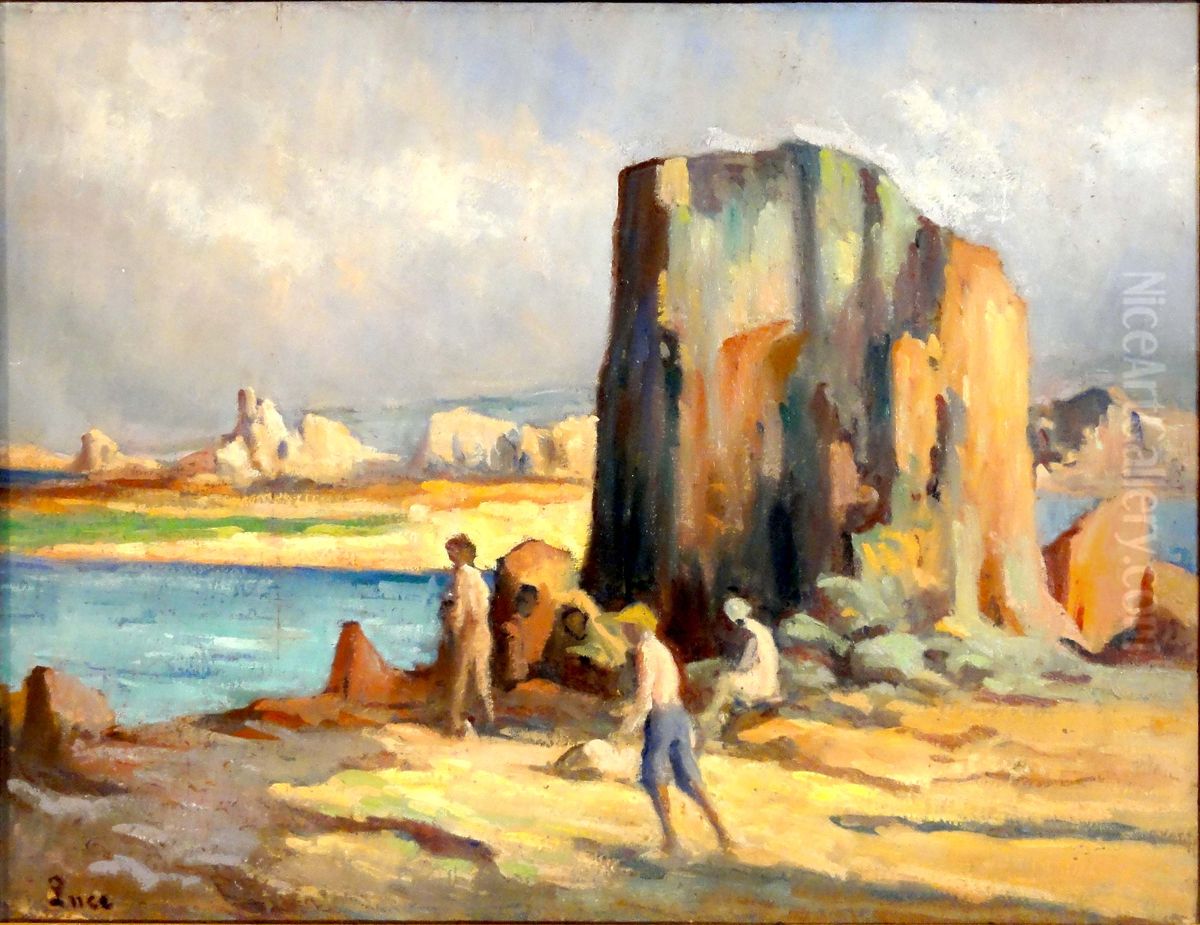 Kermouster, la plage Oil Painting by Maximilien Luce