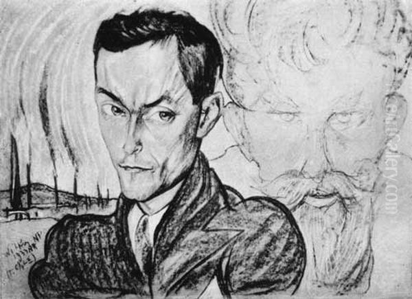 Portret Adama Bunscha, portret podwojny Oil Painting by Stanislaw Ignacy Witkiewicz (Witkacy)