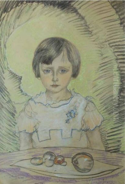 Portrait of Henryka Witkiewicz-Sandomirska Oil Painting by Stanislaw Ignacy Witkiewicz