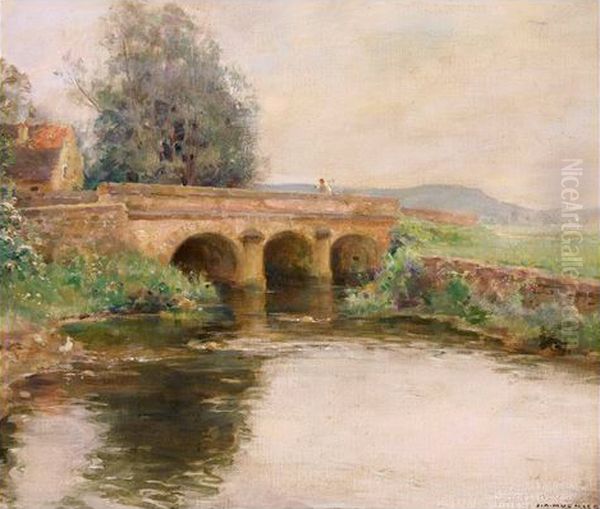 Pont sur le Durgeon pres de Coulevon Oil Painting by Jules-Alexis Muenier