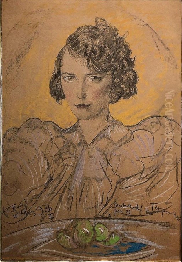 Portrait of Jozefina Koninska Oil Painting by Stanislaw Ignacy Witkiewicz (Witkacy)