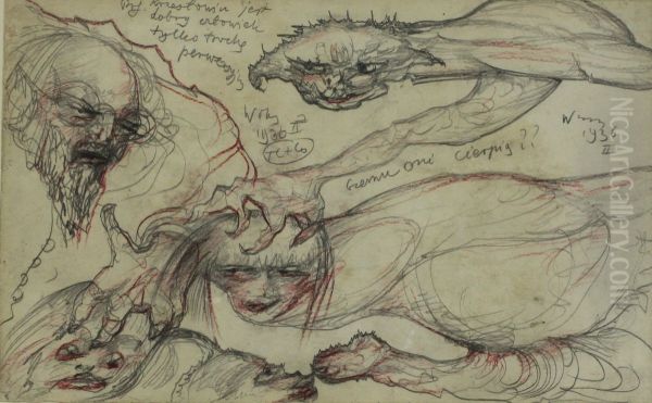 Profesor Krzestomir is a good man just a bit perverse Oil Painting by Stanislaw Ignacy Witkiewicz (Witkacy)