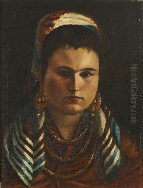 Neapolitan woman Oil Painting by Joao Cristino Da Silva