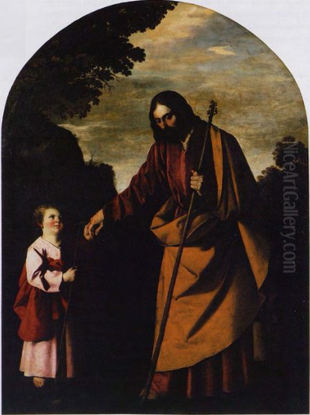 San Jose con el Nino Jesus Oil Painting by Francisco De Zurbaran