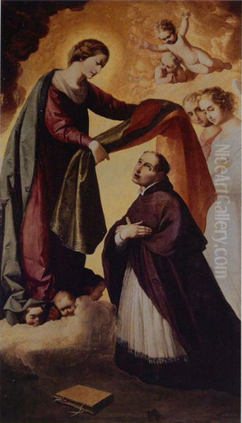 Imposition of the Chasuble on Saint Ildephonsus Oil Painting by Francisco De Zurbaran