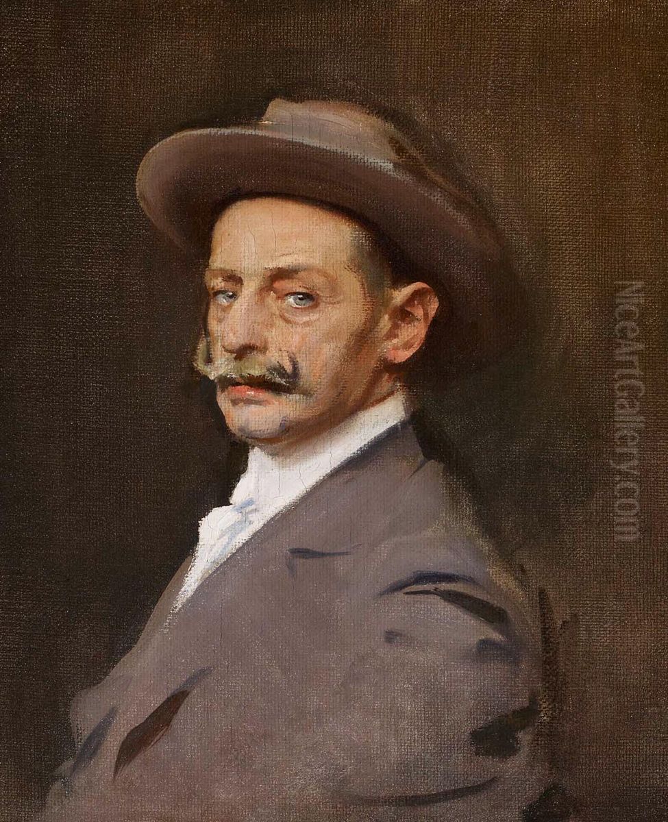 Retrato del dramaturgo Joaquin Dicenta Oil Painting by Ramon Casas