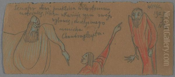 Senator Levi cursing ... Oil Painting by Stanislaw Ignacy Witkiewicz