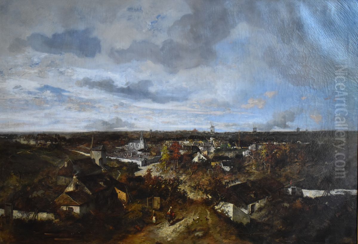 Un village en Normandie Oil Painting by Adolphe Hervier