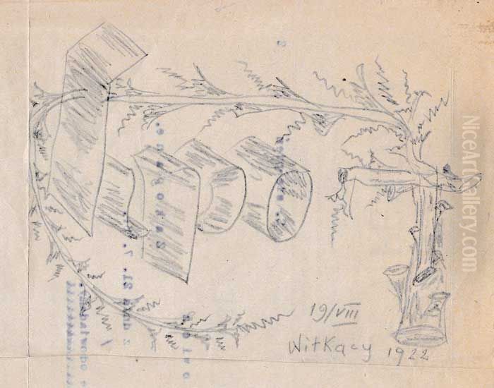 Szkic ekslibrisu dla Leonarda Podhorskiego-Okolowa Oil Painting by Stanislaw Ignacy Witkiewicz (Witkacy)