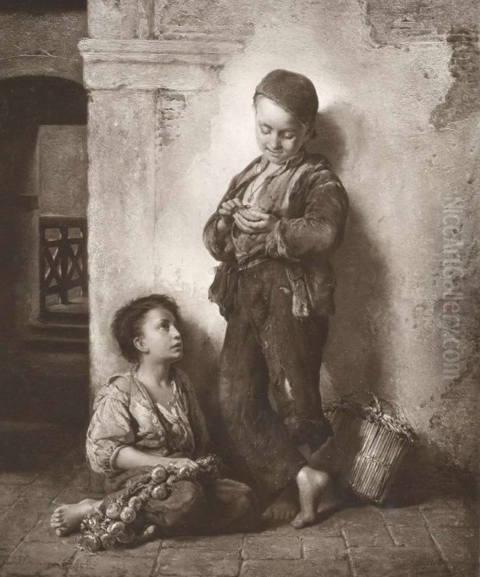 Scugnizzi Oil Painting by Antonio Rotta