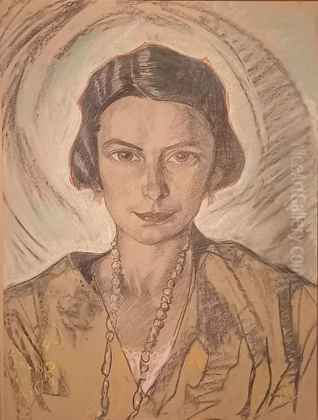 Portret Jadwigi Bystroniowej z domu Misialkowskiej Oil Painting by Stanislaw Ignacy Witkiewicz (Witkacy)