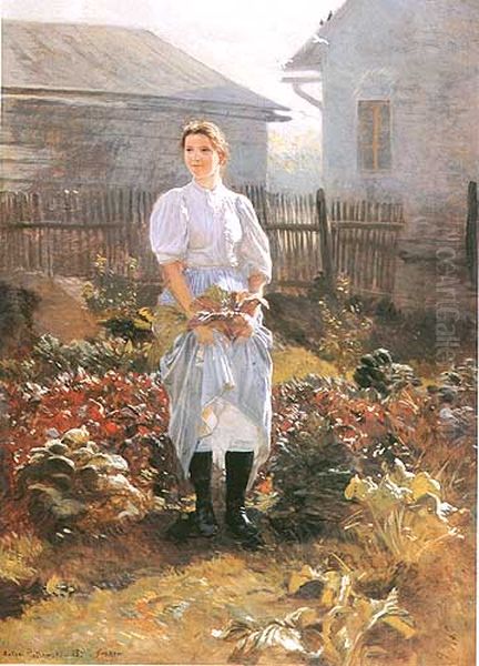 Ogrodniczka Oil Painting by Antoni Piotrowski