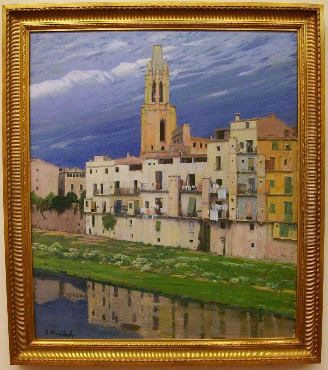 El riu Onyar al seu pas per Girona Oil Painting by Santiago Rusinol i Prats