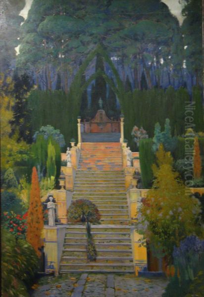 Jardi senyorial (Raixa) Oil Painting by Santiago Rusinol i Prats