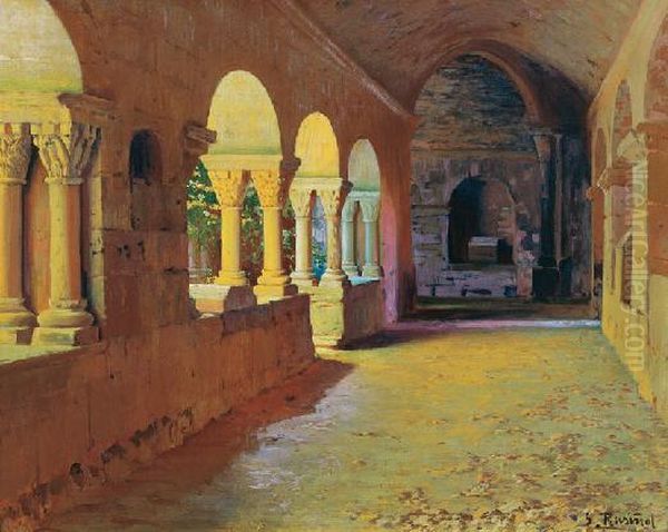 El claustro de Sant Benet de Bages Oil Painting by Santiago Rusinol i Prats