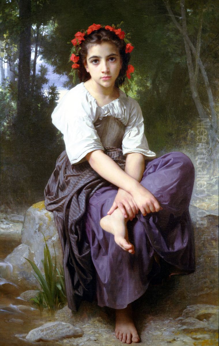 Au bord du ruisseau Oil Painting by William-Adolphe Bouguereau