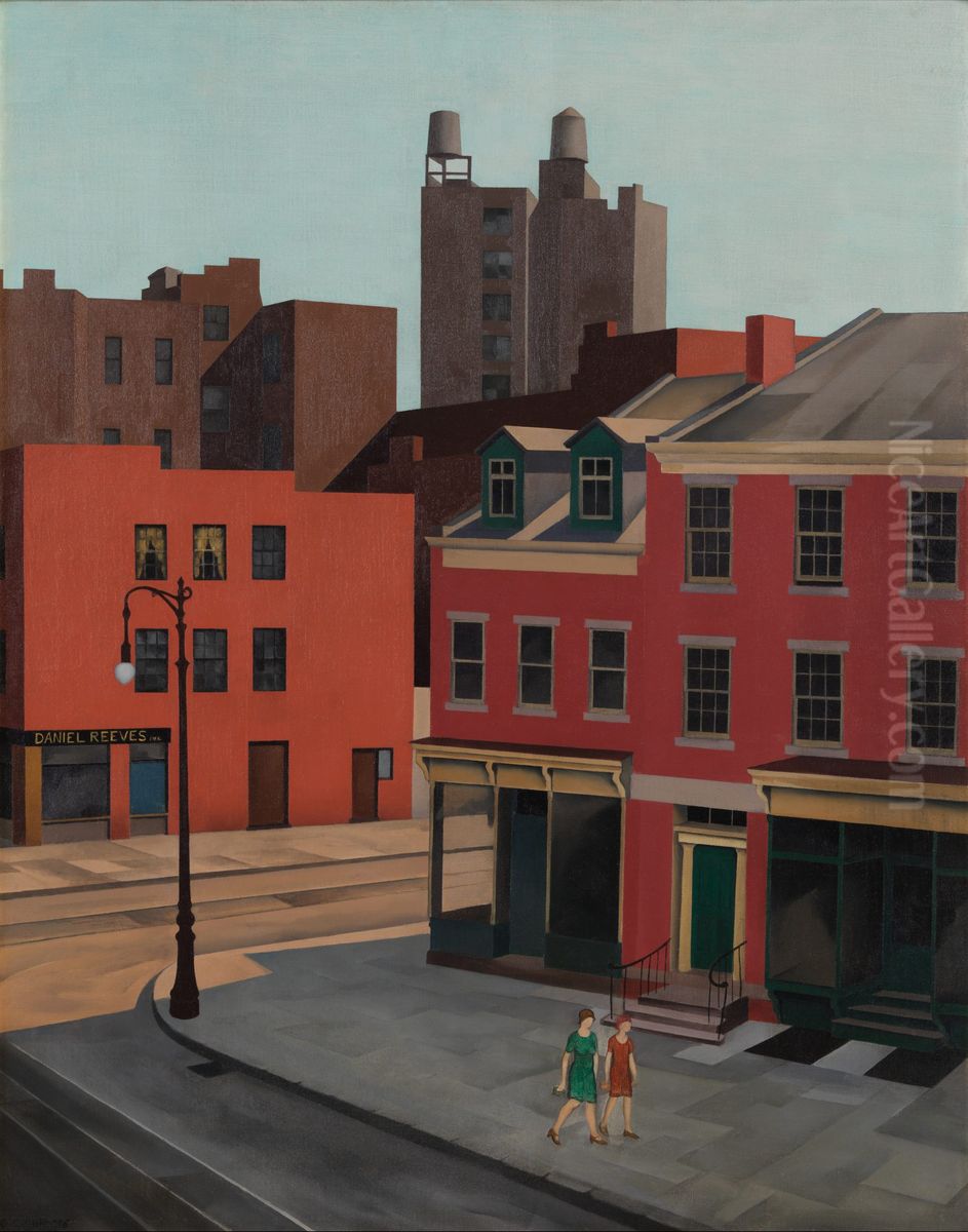 Sunday Afternoon, Greenwich Avenue Oil Painting by George Ault