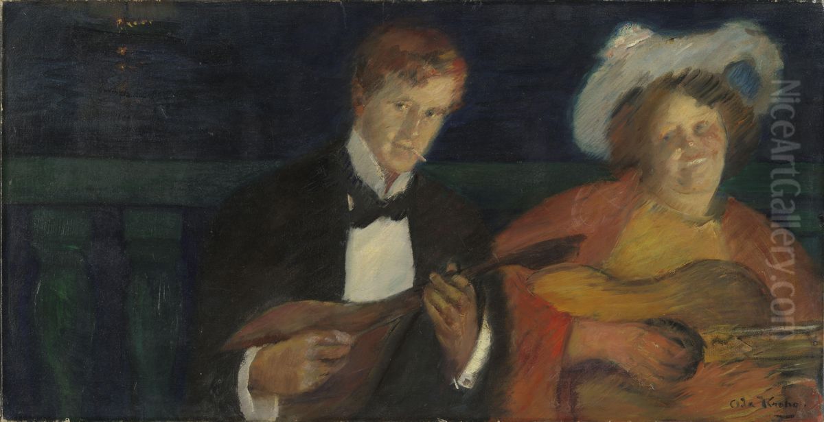 Nattfugler. Bokken Lasson og Sten Drewsen Oil Painting by Oda Krohg