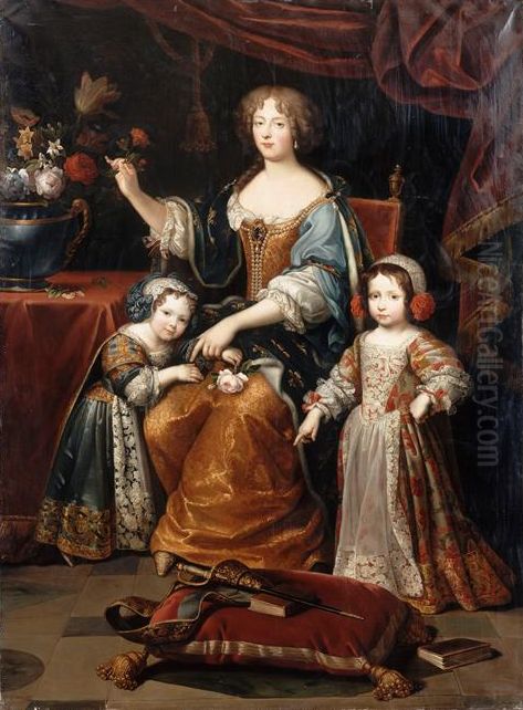 Elisaberth-Charlotte de Baviere, duchesse d'Orleans, et ses enfants Oil Painting by Jean Gilbert Murat