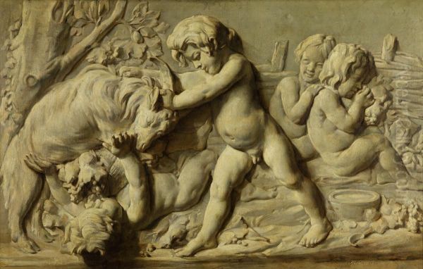 Still life depicting the bas-relief Autumn by Bouchardon Oil Painting by Jean-Baptiste-Simeon Chardin