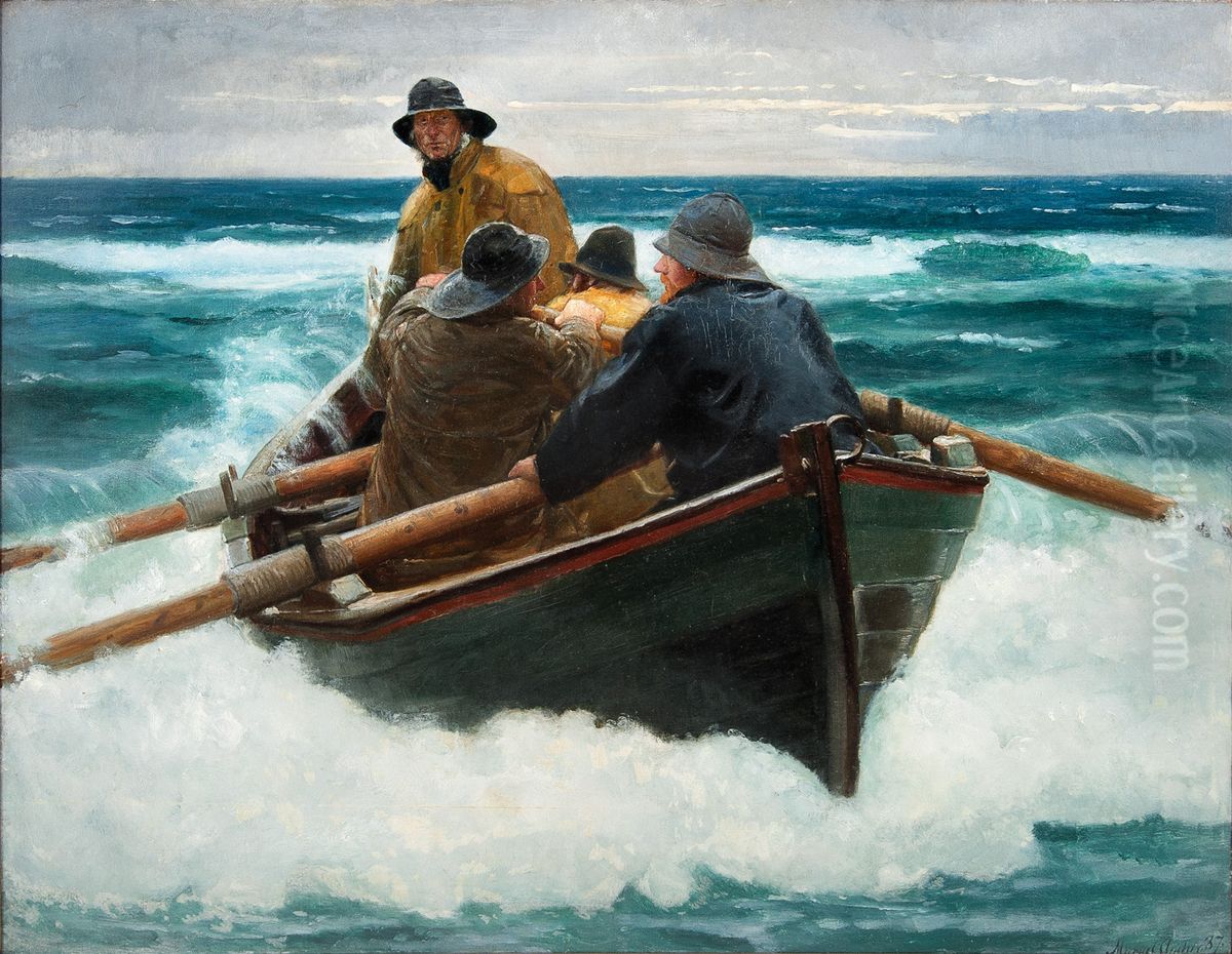 In over the barrow. Oil Painting by Michael Peter Ancher
