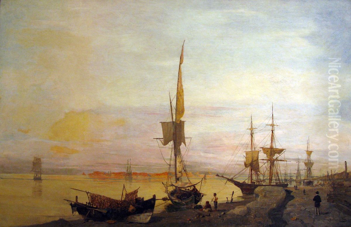 Fishing-Boats Oil Painting by Konstantinos Volanakis Fishing-Boats Oil Painting by Konstantinos Volanakis