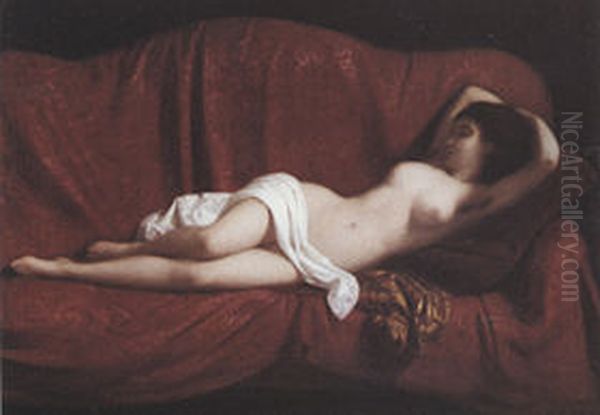 Venus on a red Divan Oil Painting by Michele Rapisardi