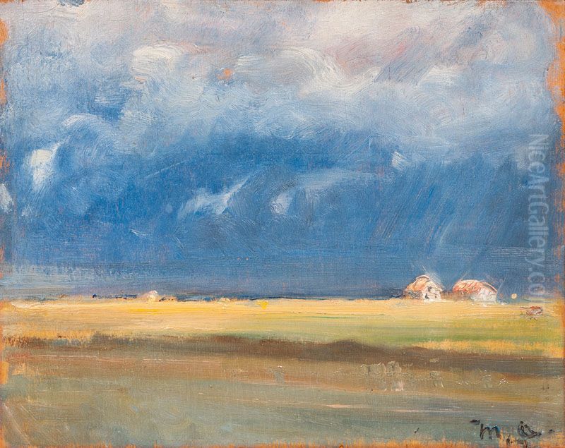 Uvejr over kysten ved Skagen. Oil Painting by Michael Peter Ancher