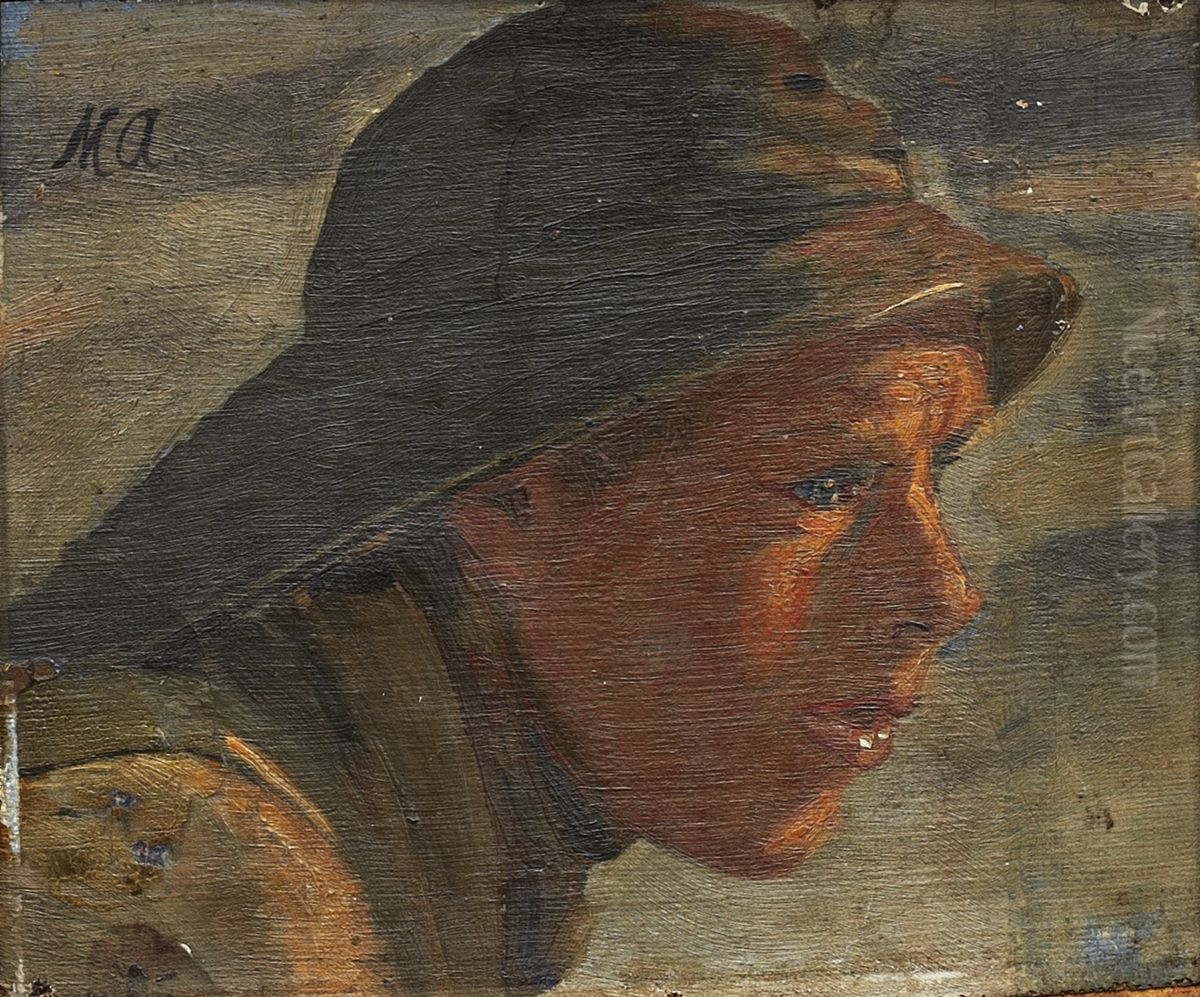 Study of a face. Oil Painting by Michael Peter Ancher