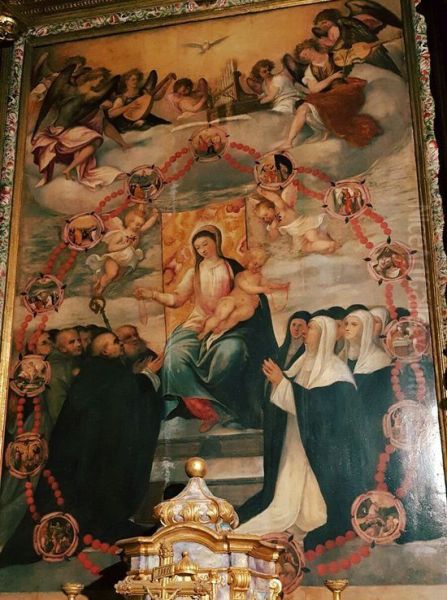 Madonna del Rosario (Damaskinos) Oil Painting by Michael Damaskinos