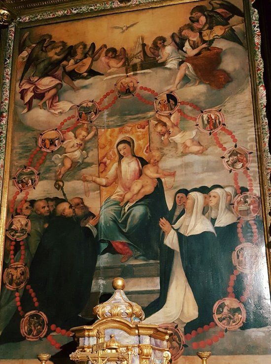 Madonna del Rosario Oil Painting by Michael Damaskinos