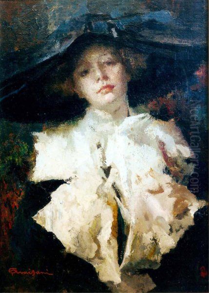 Portrait of Lyda Borelli Oil Painting by Giuseppe Amisani