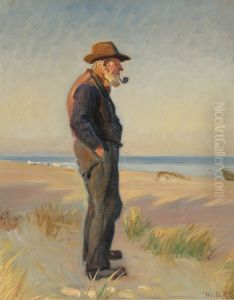 A fisherman smoking his pipe on the beach at Skagen.