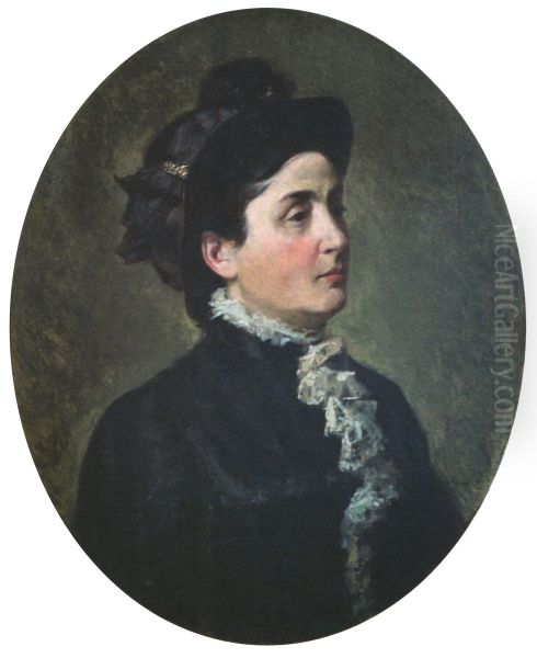Theodor Aman - Doamna Falcoianu Oil Painting by Theodor Aman