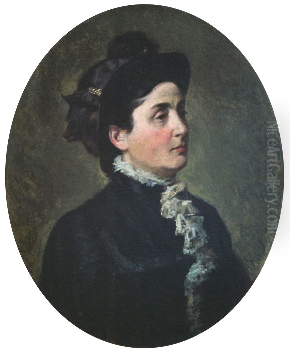 Mrs. Falcoianu Oil Painting by Theodor Aman