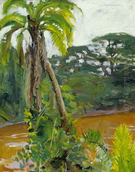 Troopiikin palmu Tana-joella Oil Painting by Akseli Gallen-Kallela