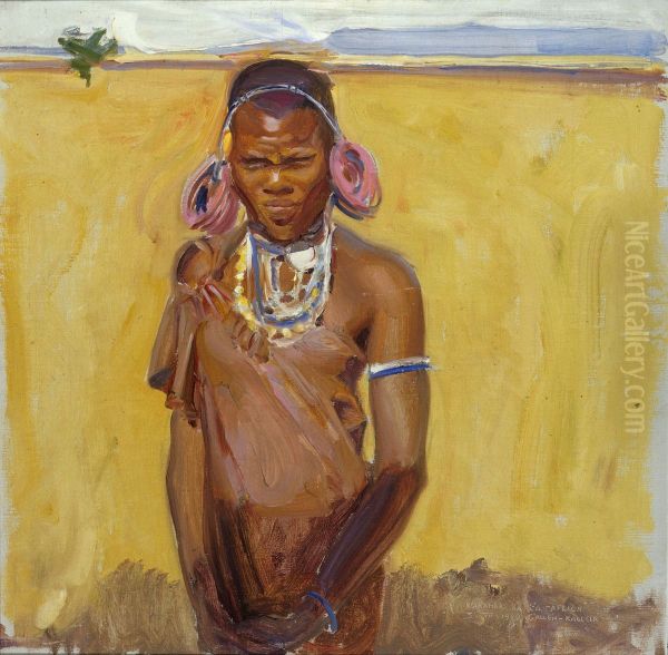 Kikuju-nainen Oil Painting by Akseli Gallen-Kallela