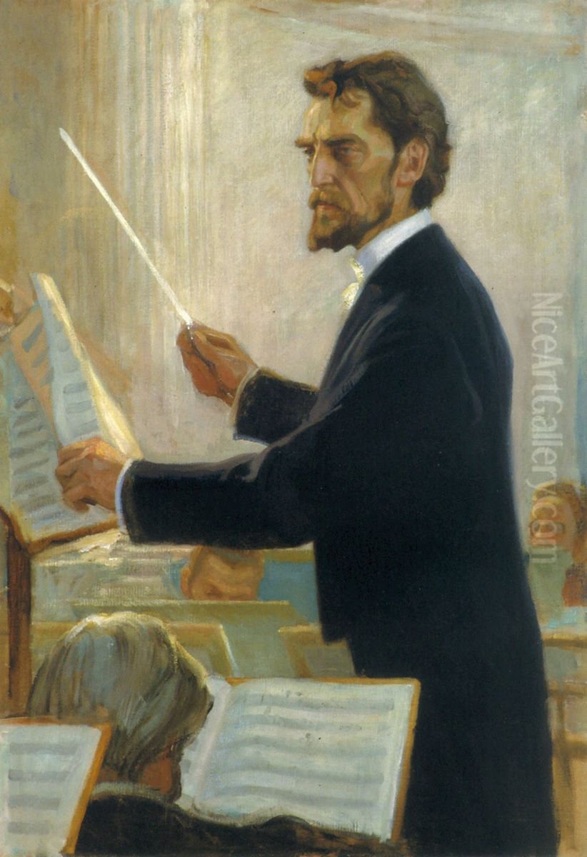 Portrait of Robert Kajanus Oil Painting by Albert Edelfelt