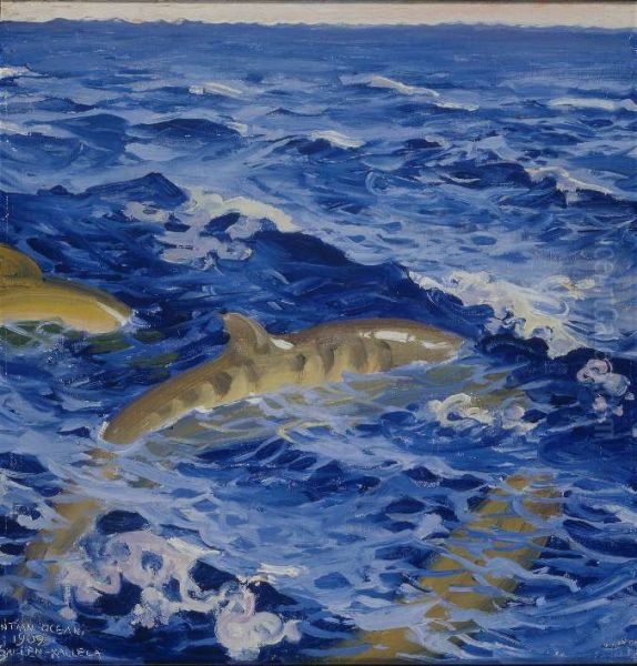 Sharks in the Indian Ocean Oil Painting by Akseli Gallen-Kallela