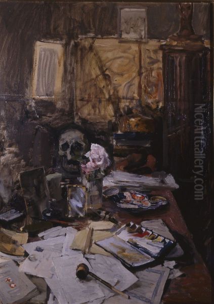 Worktable in Paris Oil Painting by Akseli Valdemar Gallen-Kallela