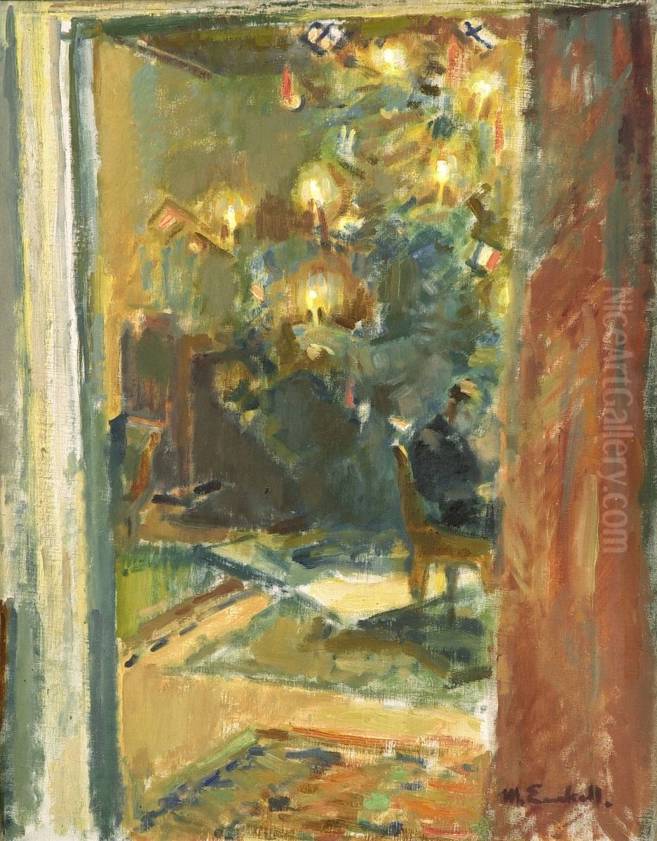 Christmas Tree in the Hall of Kilo Mansion Oil Painting by Magnus Enckell