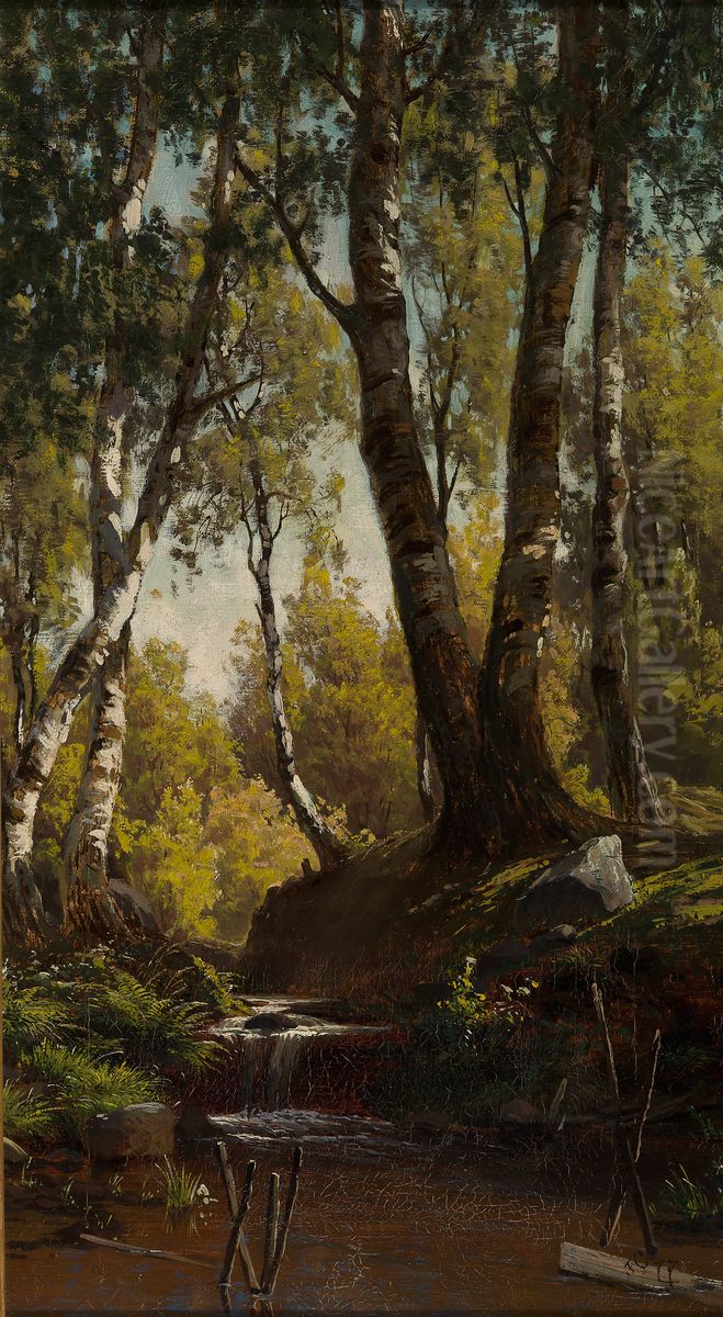 Forest Creek Oil Painting by Fanny Churberg
