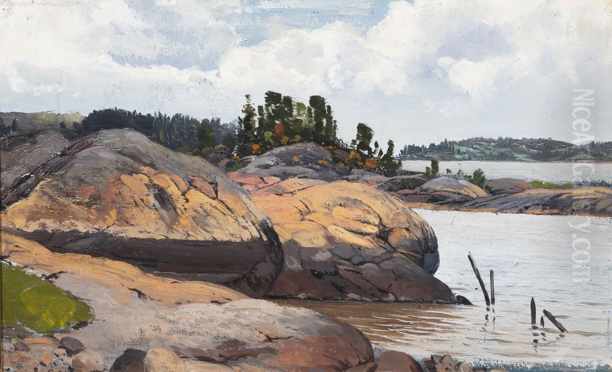 Kallioinen saaristomaisema Oil Painting by Fanny Churberg