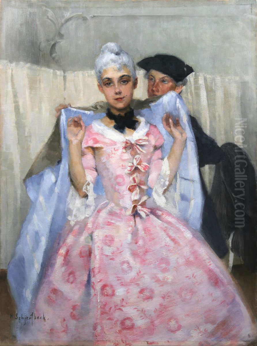 Naamiaiskuva; Rokokoonainen Oil Painting by Helene Schjerfbeck
