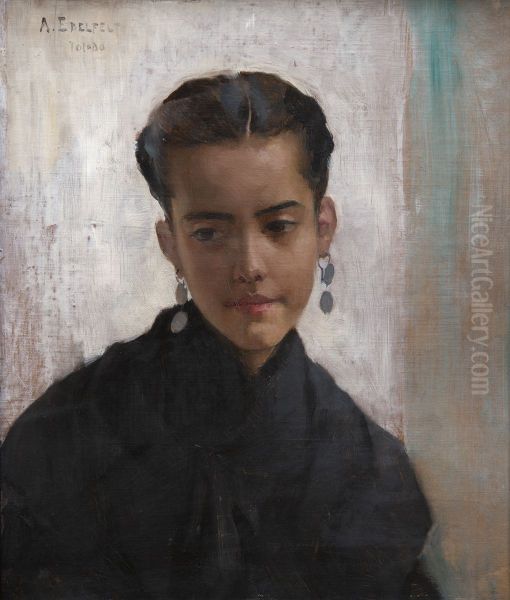 Girl from Toledo (Dolores) Oil Painting by Albert Edelfelt
