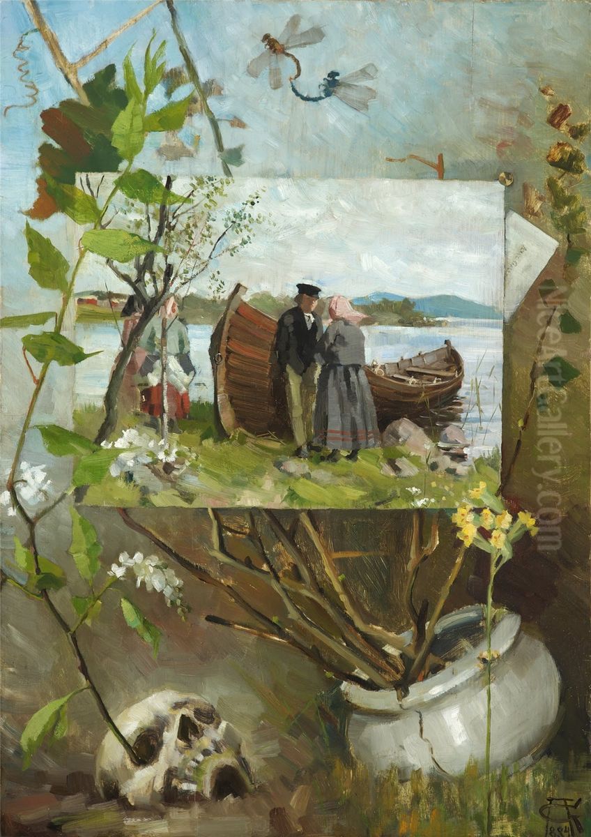 Life and Death Oil Painting by Akseli Valdemar Gallen-Kallela