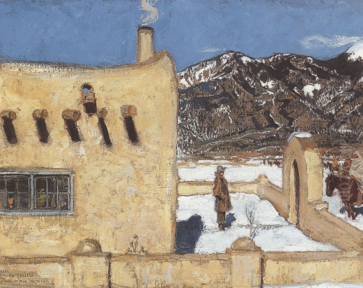 Our Home in Taos Oil Painting by Akseli Valdemar Gallen-Kallela