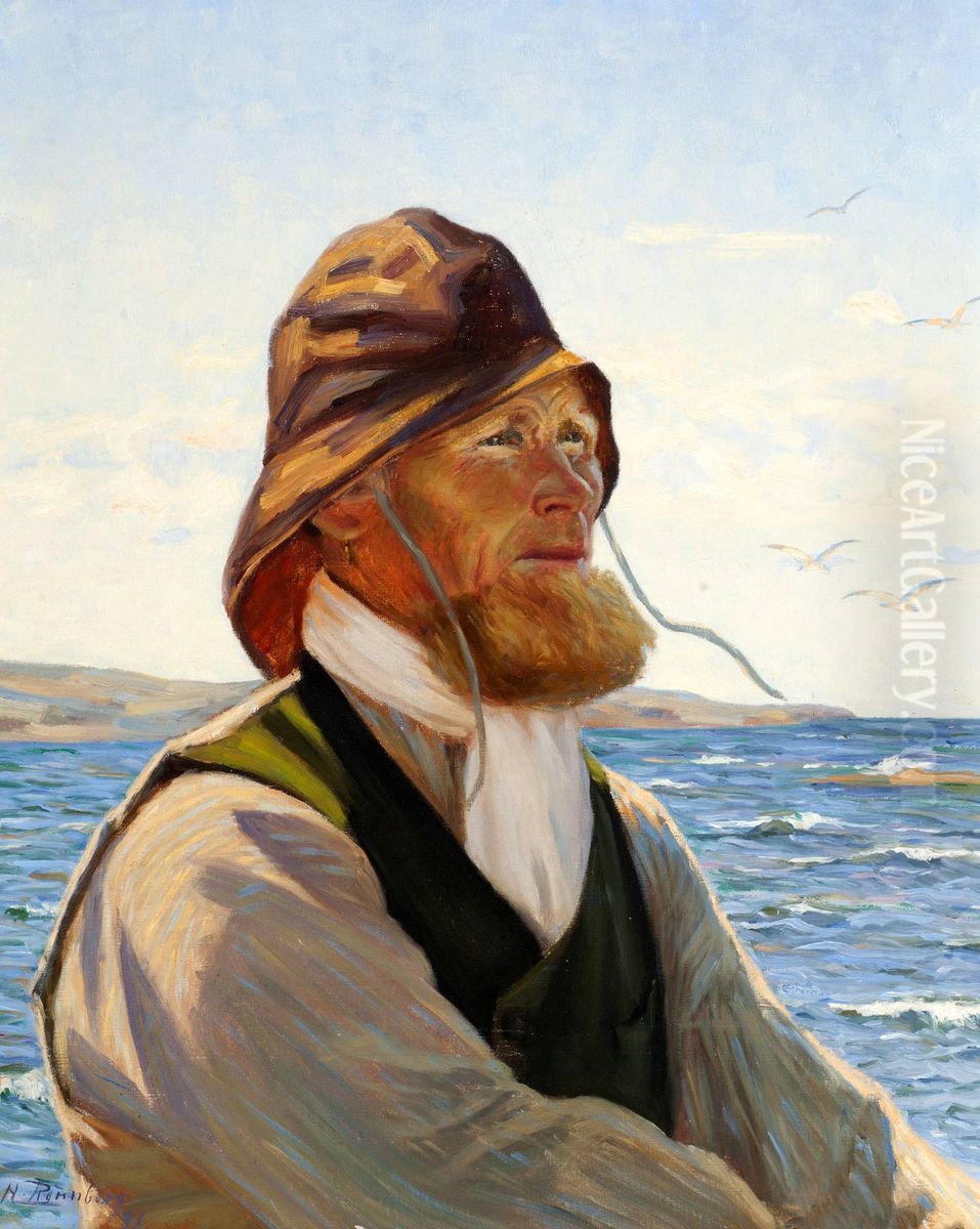 Fisherman fromAland Oil Painting by Hanna Ronnberg